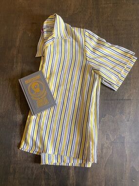 Tanjay Yellow Striped Short Sleeve Button Shirt